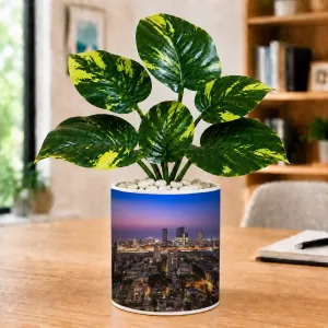 Artificial Tree Ceramic Photo Pot With White Stones 3x4 Inch (F164888)