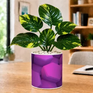 Artificial Tree Ceramic Photo Pot With White Stones 3x4 Inch (F165631)