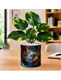 Artificial Tree Ceramic Photo Pot With White Stones 3x4 Inch (F166539)