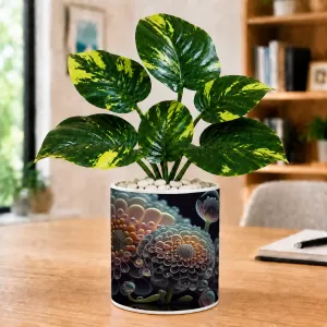 Artificial Tree Ceramic Photo Pot With White Stones 3x4 Inch (F166782)