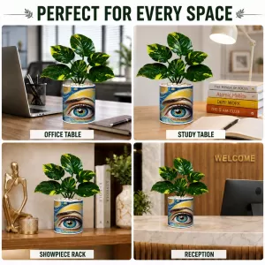 Artificial Tree Ceramic Photo Pot With White Stones 3x4 Inch (F164470)