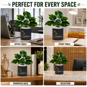 Artificial Tree Ceramic Photo Pot With White Stones 3x4 Inch (F164471)