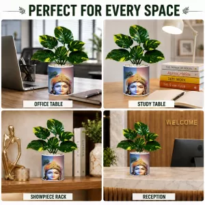 Artificial Tree Ceramic Photo Pot With White Stones 3x4 Inch (F164472)