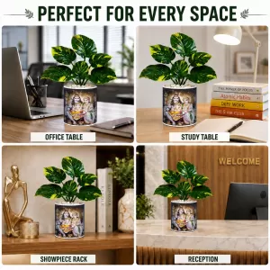 Artificial Tree Ceramic Photo Pot With White Stones 3x4 Inch (F164473)