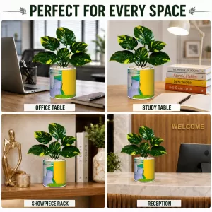 Artificial Tree Ceramic Photo Pot With White Stones 3x4 Inch (F164474)