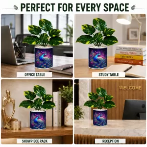 Artificial Tree Ceramic Photo Pot With White Stones 3x4 Inch (F164476)