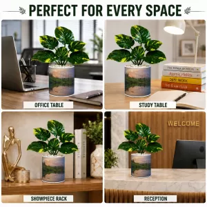 Artificial Tree Ceramic Photo Pot With White Stones 3x4 Inch (F164480)