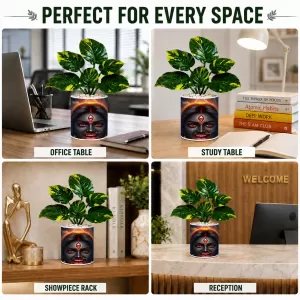 Artificial Tree Ceramic Photo Pot With White Stones 3x4 Inch (F164484)