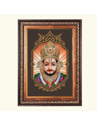 Sri Khatu Shyam Color Photo frame 10x14 Inch - Vibrant Religious Wall Art for Home ,Office Decor,Temple Decoration and Gifting.