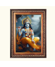 Sri Krishna Color Photo frame 10x14 Inch - Vibrant Religious Wall Art for Home ,Office Decor,Temple Decoration and Gifting.