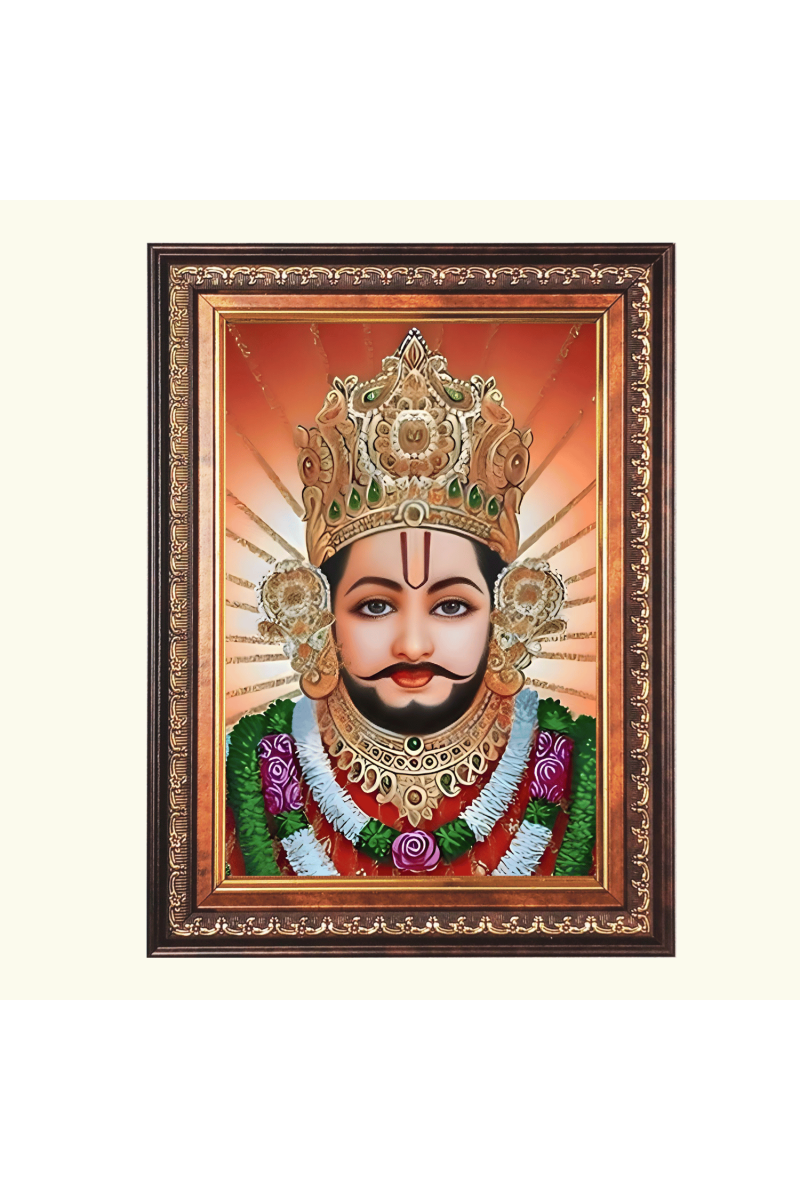 Sri Khatu Shyam Color Photo frame 10x14 Inch - Vibrant Religious Wall Art for Home ,Office Decor,Temple Decoration and Gifting.