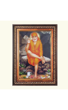 Sri Sai Baba Color Photo frame 10x14 Inch - Vibrant Religious Wall Art for Home ,Office Decor,Temple Decoration and Gifting.