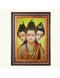 Sri Dattatreya Swami Color Photo frame 10x14 Inch - Vibrant Religious Wall Art for Home ,Office Decor,Temple Decoration and Gifting.