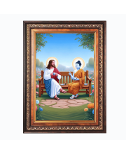 Lord Gautam Buddha and Lord Jesus Christ Color Photo frame 10x14 Inch - Vibrant Religious Wall Art for Home ,Office Decor,Temple Decoration and Gifting.