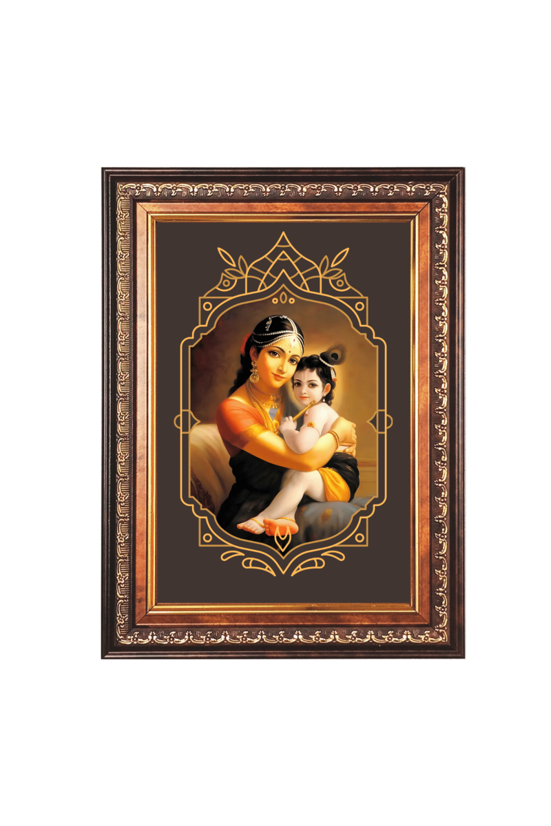 Sri Krishna Color Photo frame 10x14 Inch - Vibrant Religious Wall Art for Home ,Office Decor,Temple Decoration and Gifting.