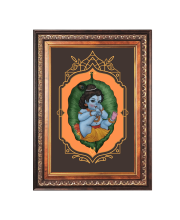 Sri Krishna Color Photo frame 10x14 Inch - Vibrant Religious Wall Art for Home ,Office Decor,Temple Decoration and Gifting.