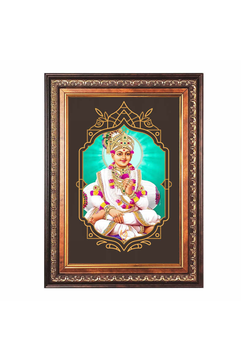 Sri Swaminarayan Color Photo frame 10x14 Inch - Vibrant Religious Wall Art for Home ,Office Decor,Temple Decoration and Gifting.