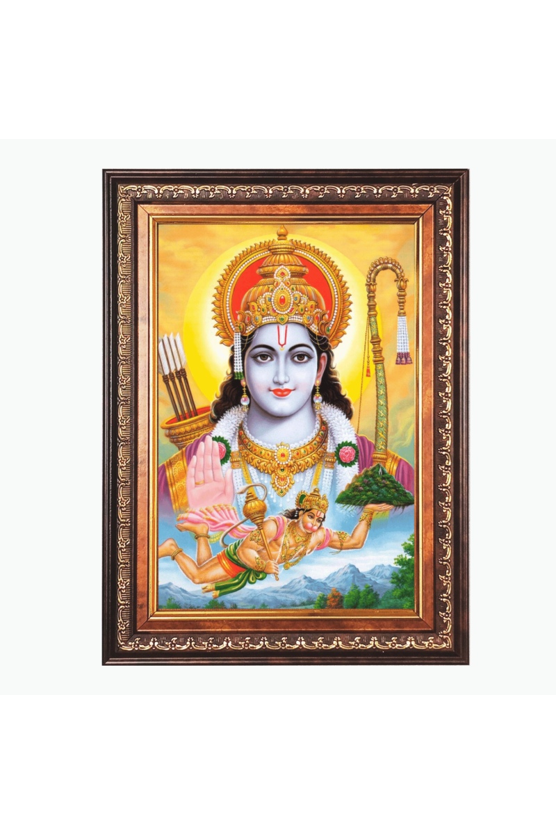 Sri Ram and Sri Hanuman Color Photo frame 10x14 Inch - Vibrant Religious Wall Art for Home ,Office Decor,Temple Decoration and Gifting.