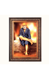Sri Sai Baba Color Photo frame 10x14 Inch - Vibrant Religious Wall Art for Home ,Office Decor,Temple Decoration and Gifting.