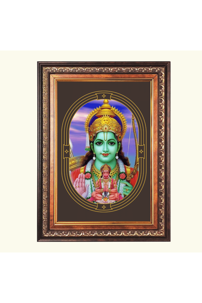 Sri Ram and Sri Hanuman Color Photo frame 10x14 Inch - Vibrant Religious Wall Art for Home ,Office Decor,Temple Decoration and Gifting.