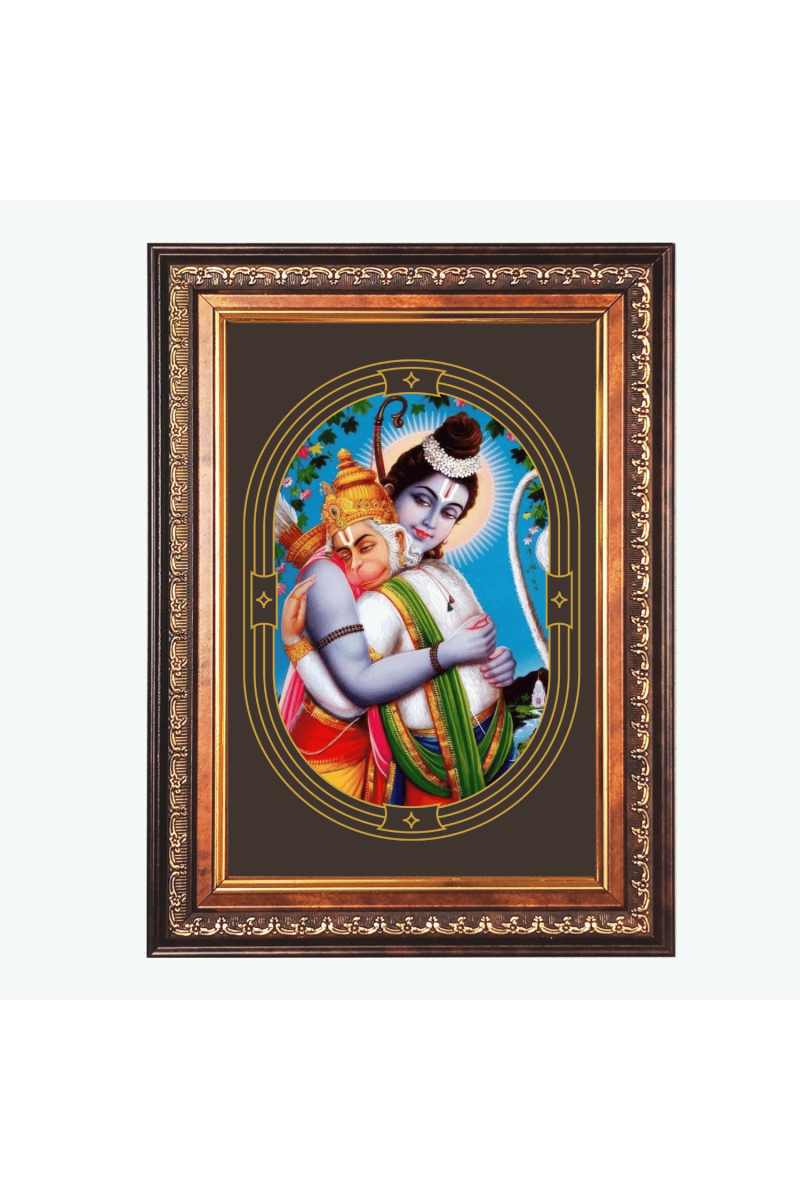Sri Ram and Sri Hanuman Color Photo frame 10x14 Inch - Vibrant Religious Wall Art for Home ,Office Decor,Temple Decoration and Gifting.