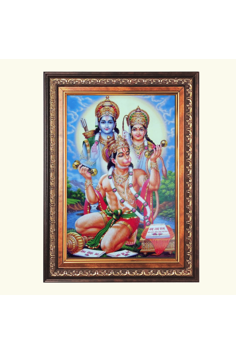 Shri Hanuman Color Photo frame 10x14 Inch - Vibrant Religious Wall Art for Home ,Office Decor,Temple Decoration and Gifting.