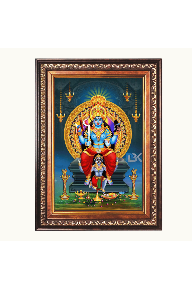Shri Maa Bhadrakali Color Photo frame 10x14 Inch - Vibrant Religious Wall Art for Home ,Office Decor,Temple Decoration and Gifting.