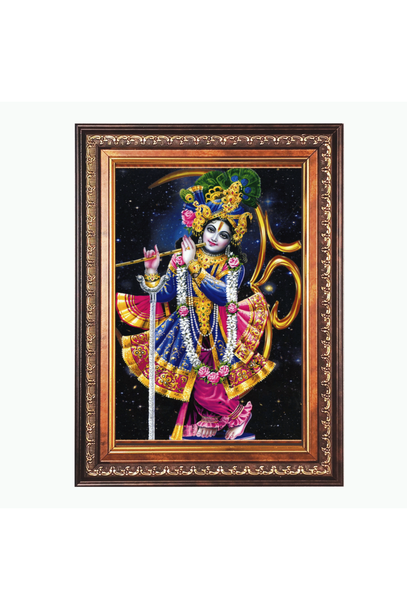 Shri Krishna Color Photo frame 10x14 Inch - Vibrant Religious Wall Art for Home ,Office Decor,Temple Decoration and Gifting.