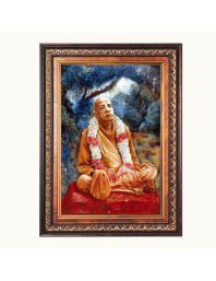Shri Swami Prabhupada Color Photo frame 10x14 Inch - Vibrant Religious Wall Art for Home ,Office Decor,Temple Decoration and Gifting.