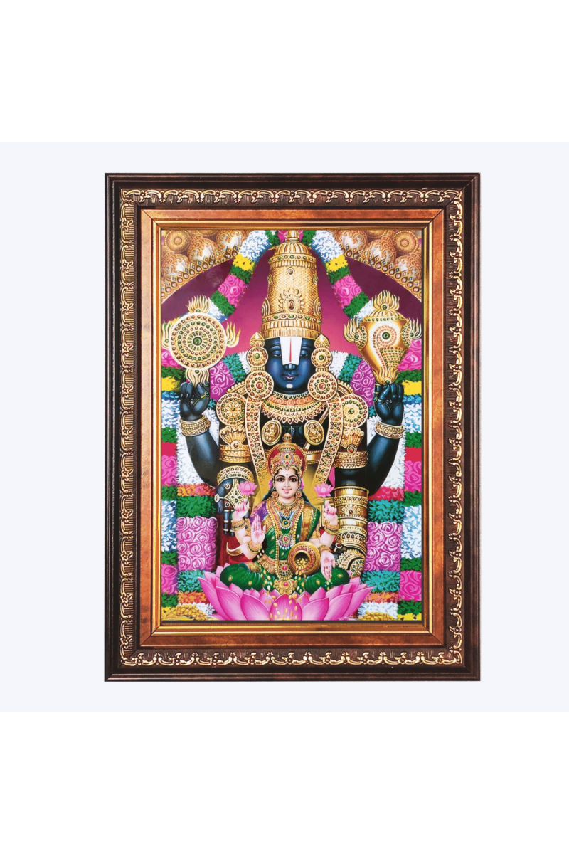 Sri Venkateswara Swamy Color Photo frame 10x14 Inch - Vibrant Religious Wall Art for Home ,Office Decor,Temple Decoration and Gifting.