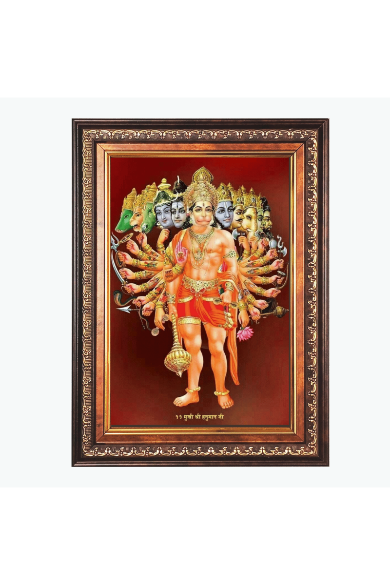 Sri Hanuman Color Photo frame 10x14 Inch - Vibrant Religious Wall Art for Home ,Office Decor,Temple Decoration and Gifting.