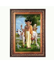 Sri Dattatreya Swami Color Photo frame 10x14 Inch - Vibrant Religious Wall Art for Home ,Office Decor,Temple Decoration and Gifting.