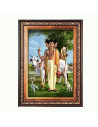 Sri Dattatreya Swami Color Photo frame 10x14 Inch - Vibrant Religious Wall Art for Home ,Office Decor,Temple Decoration and Gifting.