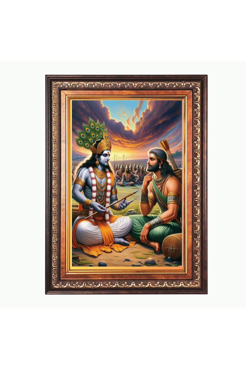 Sri krisha Color Photo frame 10x14 Inch - Vibrant Religious Wall Art for Home ,Office Decor,Temple Decoration and Gifting.