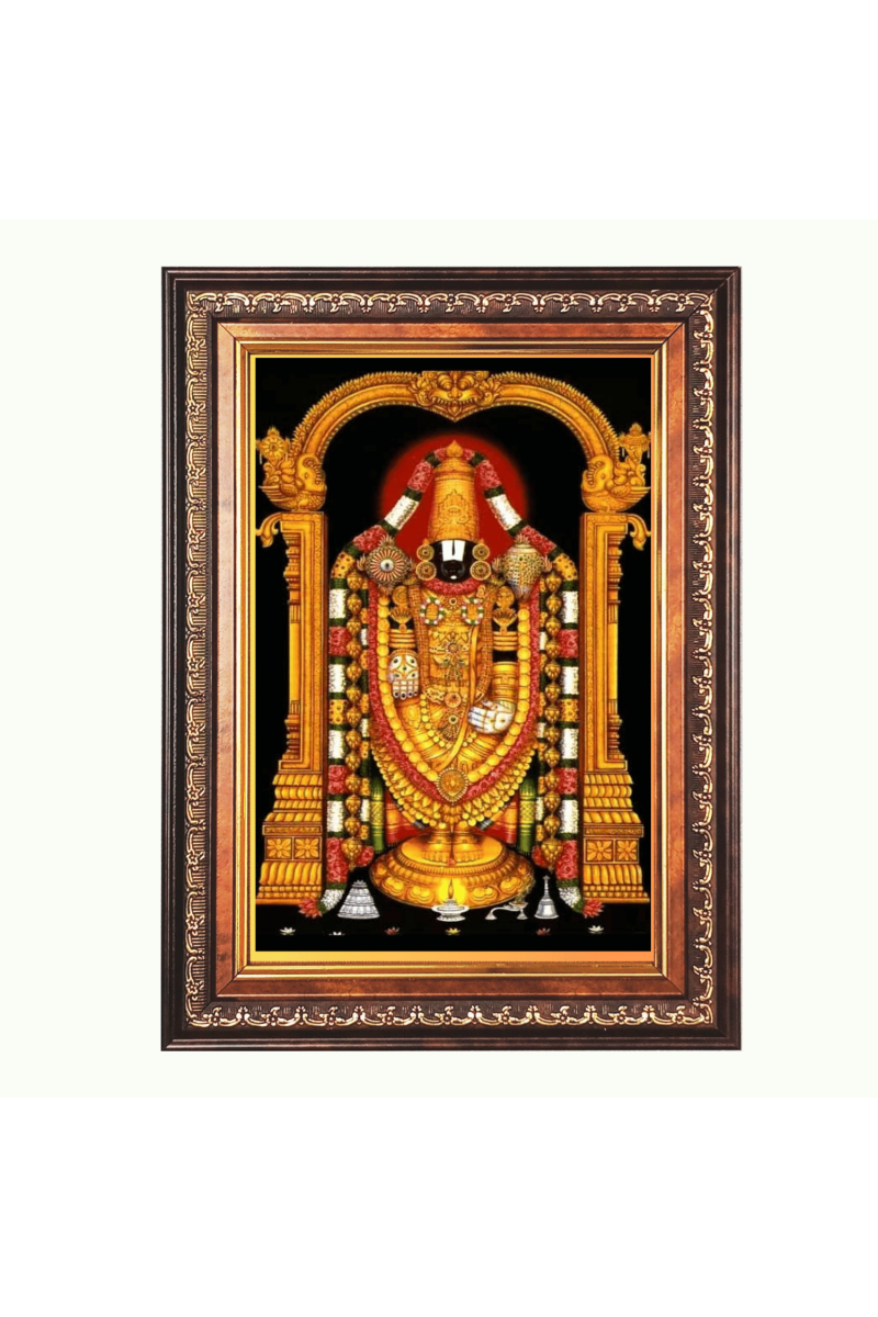 Sri Venkateswara Swamy Color Photo frame 10x14 Inch - Vibrant Religious Wall Art for Home ,Office Decor,Temple Decoration and Gifting.
