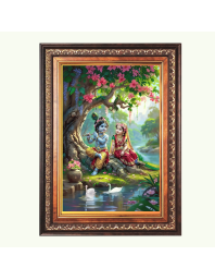 Sri Radha Krishna Color Photo frame 10x14 Inch - Vibrant Religious Wall Art for Home ,Office Decor,Temple Decoration and Gifting.