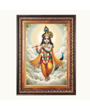 Sri Krishna Color Photo frame 10x14 Inch - Vibrant Religious Wall Art for Home ,Office Decor,Temple Decoration and Gifting.