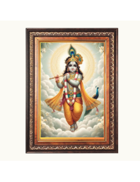 Sri Krishna Color Photo frame 10x14 Inch - Vibrant Religious Wall Art for Home ,Office Decor,Temple Decoration and Gifting.