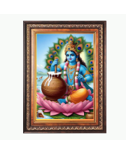 Sri Krishna Color Photo frame 10x14 Inch - Vibrant Religious Wall Art for Home ,Office Decor,Temple Decoration and Gifting.