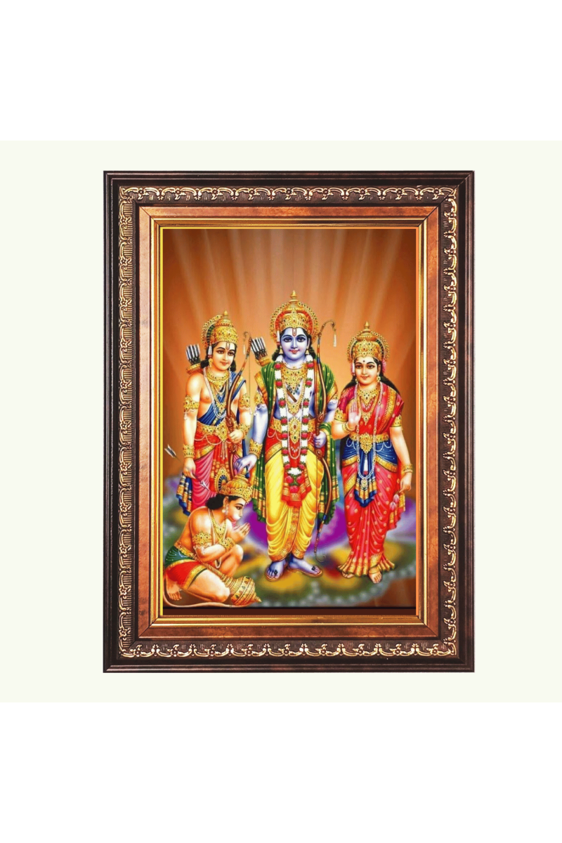 Sri Ram Sita Lakshman And Hanuman Color Photo frame 10x14 Inch - Vibrant Religious Wall Art for Home ,Office Decor,Temple Decoration and Gifting.