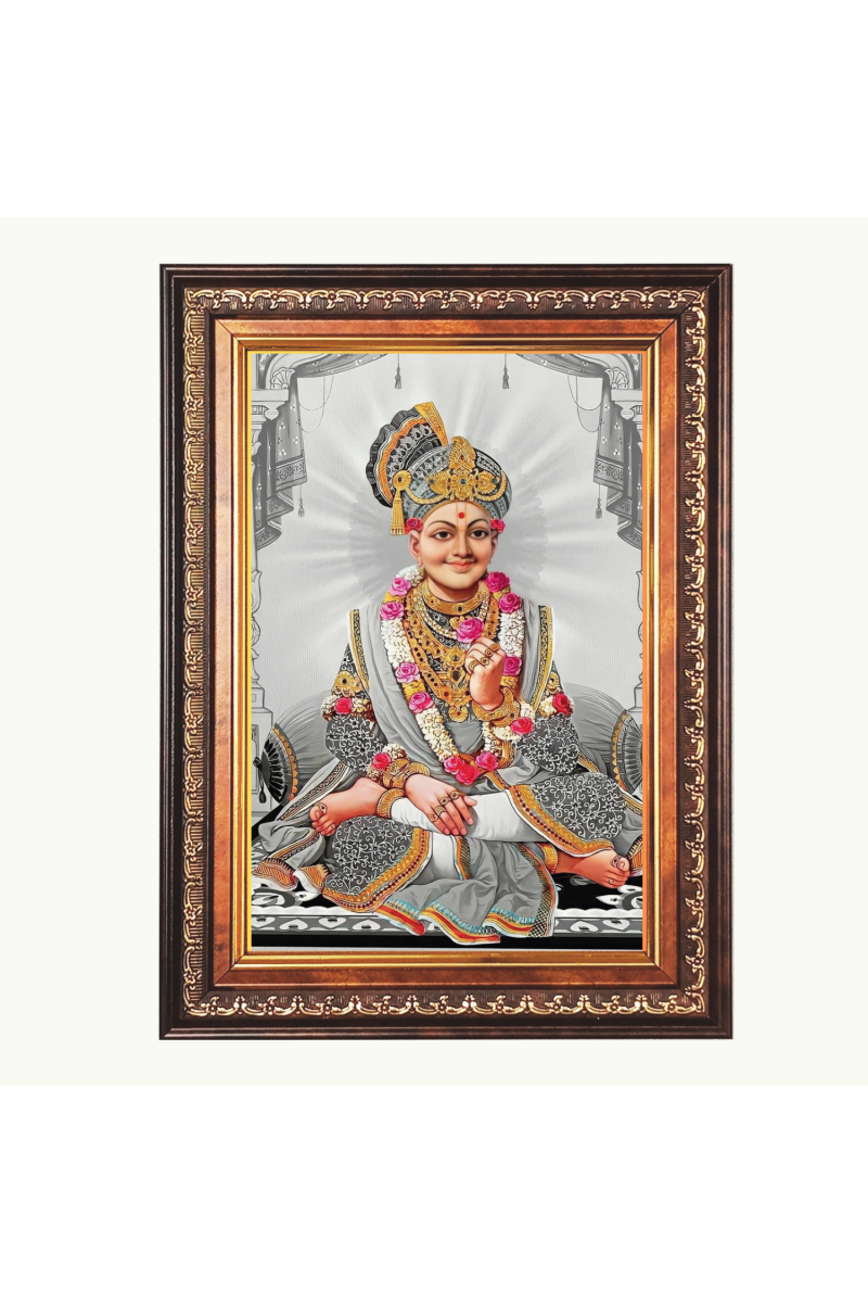 Sri Swaminarayan Color Photo frame 10x14 Inch - Vibrant Religious Wall Art for Home ,Office Decor,Temple Decoration and Gifting.