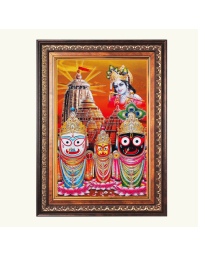 Sri Jagannath Subhadra Balaram Color Photo frame 10x14 Inch - Vibrant Religious Wall Art for Home ,Office Decor,Temple Decoration and Gifting.