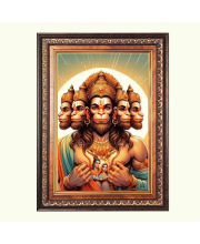 Sri Panchmukhi Hanuman Color Photo frame 10x14 Inch - Vibrant Religious Wall Art for Home ,Office Decor,Temple Decoration and Gifting.
