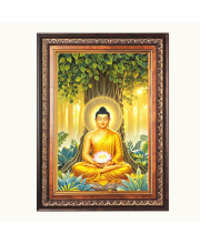 Lord Gautam Buddha Color Photo frame 10x14 Inch - Vibrant Religious Wall Art for Home ,Office Decor,Temple Decoration and Gifting.