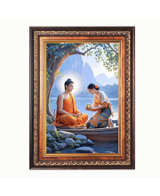 Lord Gautam Buddha Color Photo frame 10x14 Inch - Vibrant Religious Wall Art for Home ,Office Decor,Temple Decoration and Gifting.