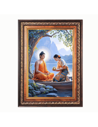 Lord Gautam Buddha Color Photo frame 10x14 Inch - Vibrant Religious Wall Art for Home ,Office Decor,Temple Decoration and Gifting.