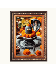 Lord Shiva lingam Color Photo frame 10x14 Inch - Vibrant Religious Wall Art for Home ,Office Decor,Temple Decoration and Gifting.