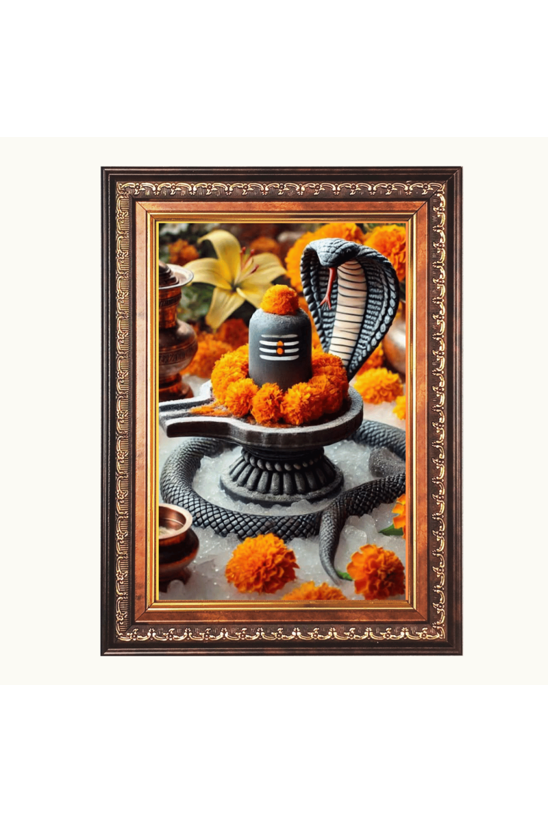 Lord Shiva lingam Color Photo frame 10x14 Inch - Vibrant Religious Wall Art for Home ,Office Decor,Temple Decoration and Gifting.