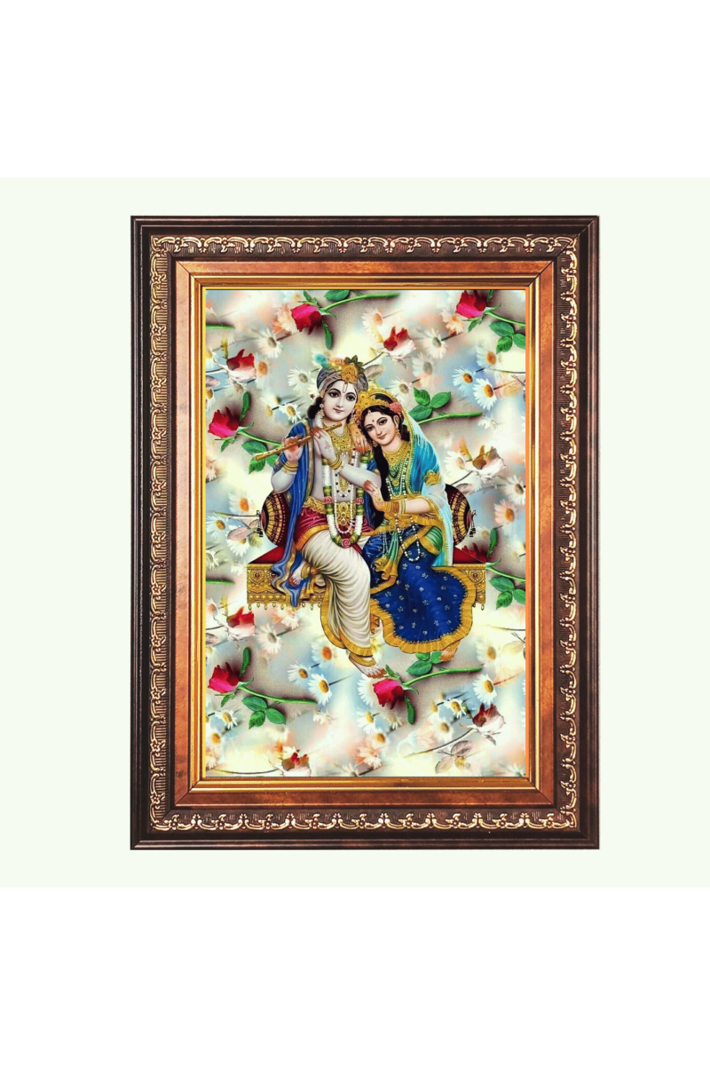 Sri Radha Krishna Color Photo frame 10x14 Inch - Vibrant Religious Wall Art for Home ,Office Decor,Temple Decoration and Gifting.