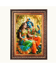 Sri Radha Krishna Color Photo frame 10x14 Inch - Vibrant Religious Wall Art for Home ,Office Decor,Temple Decoration and Gifting.